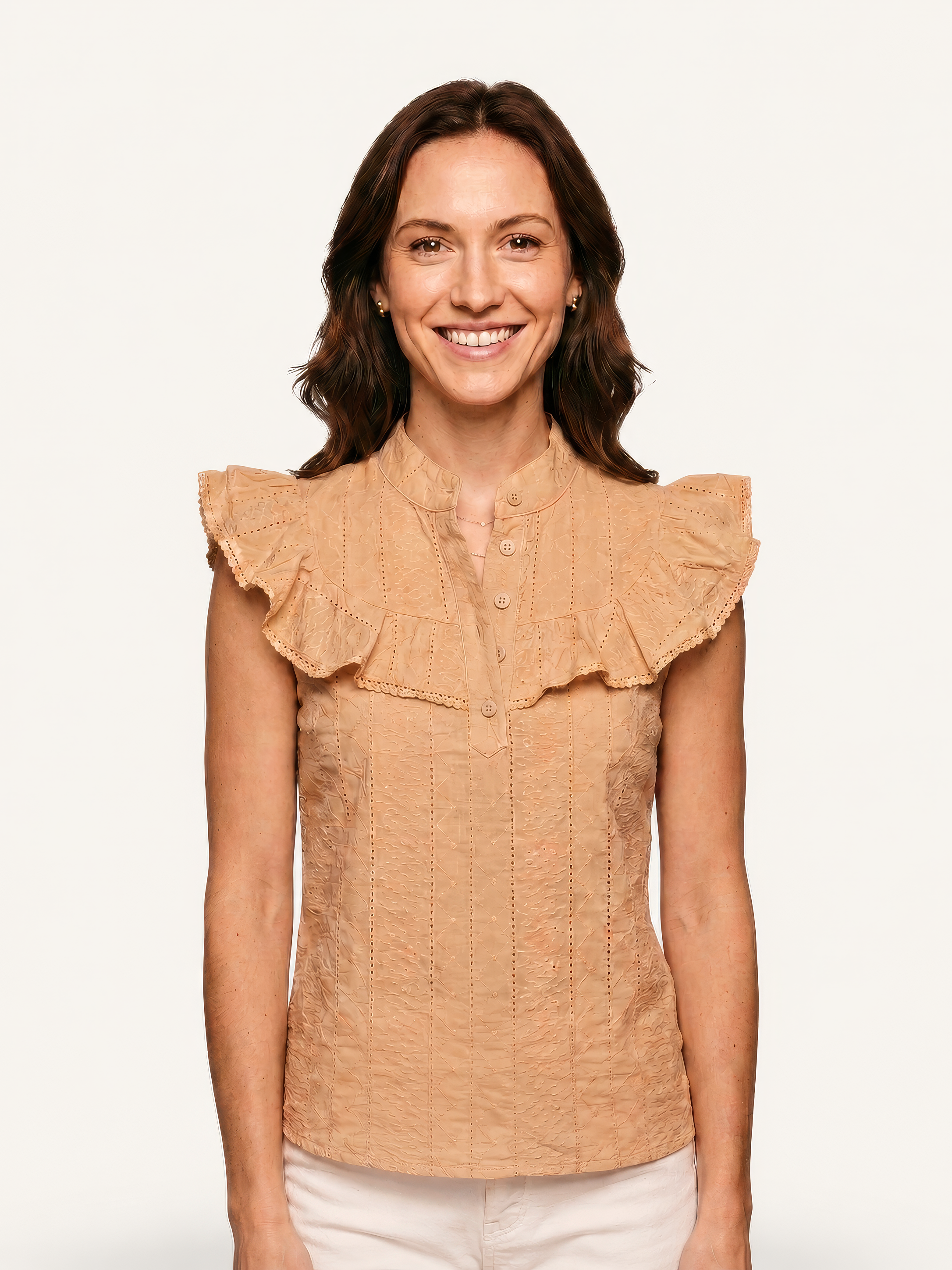 Blusa Nápoles em Algodão com Detalhes em Laise Bege Areia