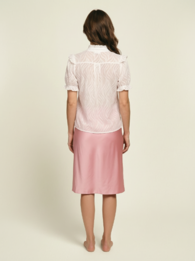 Blusa Penelope com Babados e Textura Jacquard – Branco