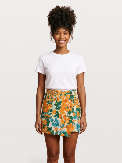 Saia Bermuda Julienne Envelope Floral Retrô