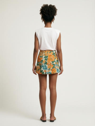 Saia Bermuda Julienne Envelope Floral Retrô