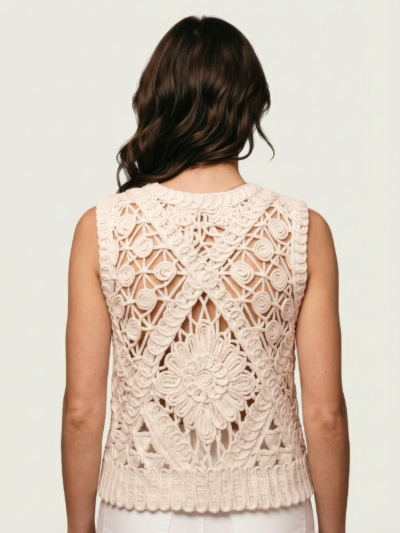 Top Ilaria em Macramê de Algodão – Off-White