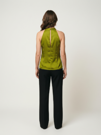 Top Wivona Estilo Oriental com Botões de Nó – Verde Oliva