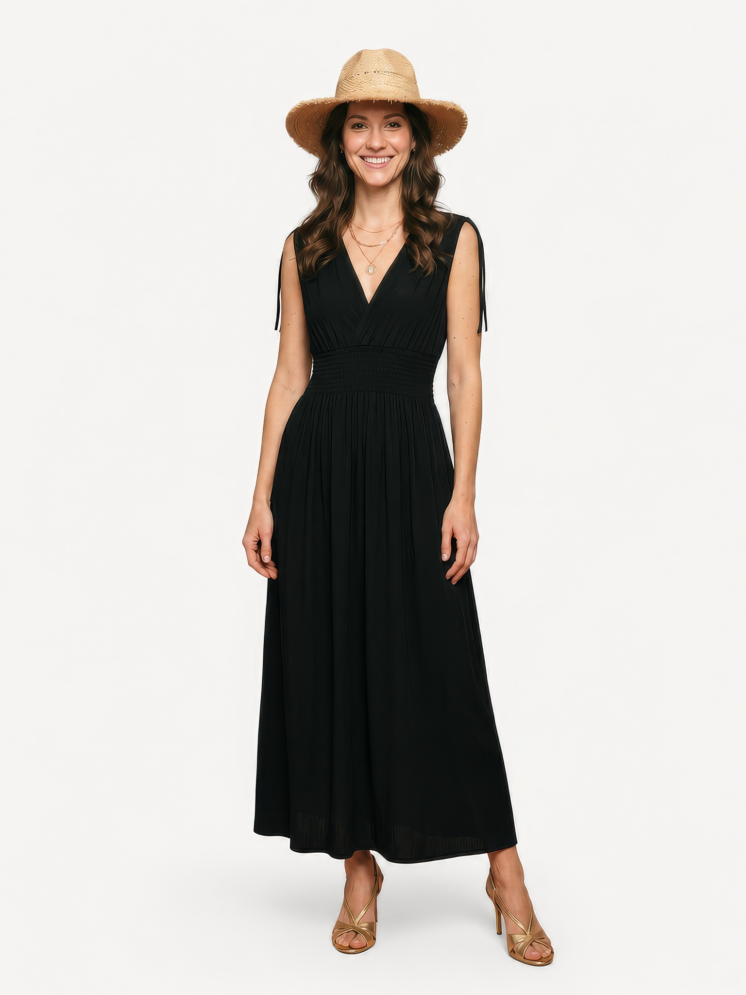 Vestido Longo Elegância Minimalista – Preto Vestido Longo Elegância Minimalista – Preto