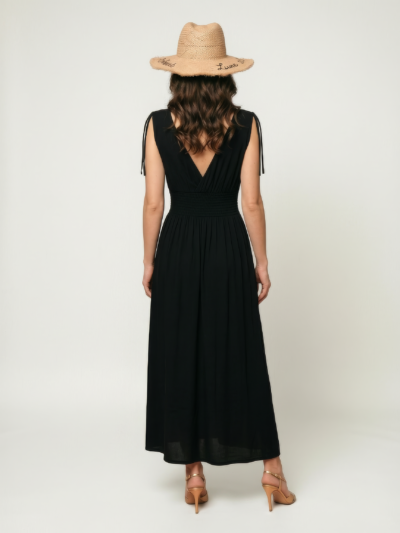 Vestido Longo Elegância Minimalista – Preto