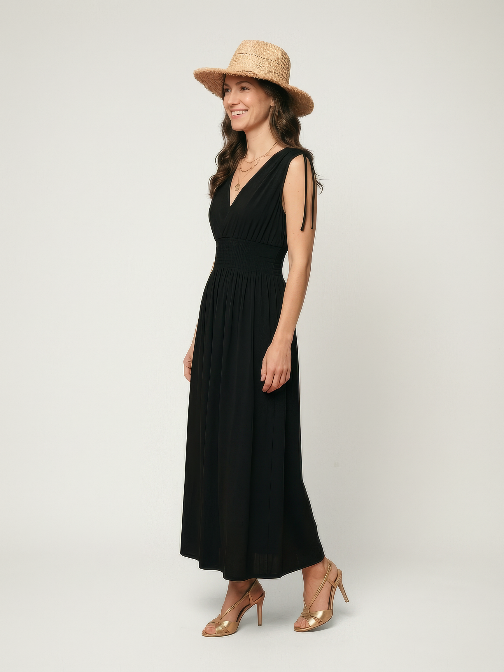 Vestido Longo Elegância Minimalista – Preto Vestido Longo Elegância Minimalista – Preto