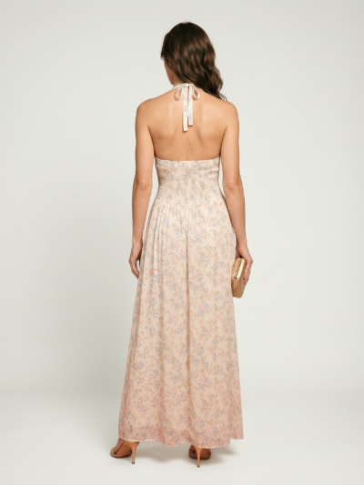 Vestido Longo Fluido Floral – Off-White