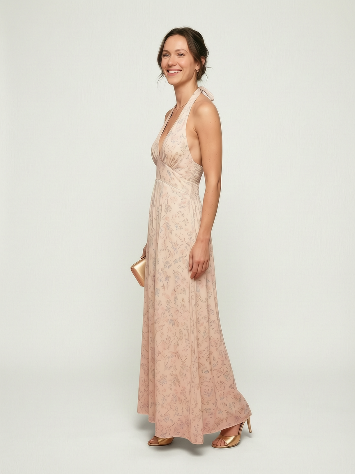 Vestido Longo Fluido Floral – Off-White Vestido Longo Fluido Floral – Off-White