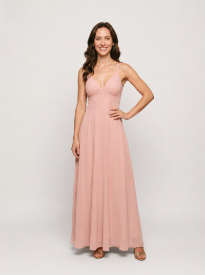 Vestido Longo Fluido Riviera com Costas Cruzadas – Rosa