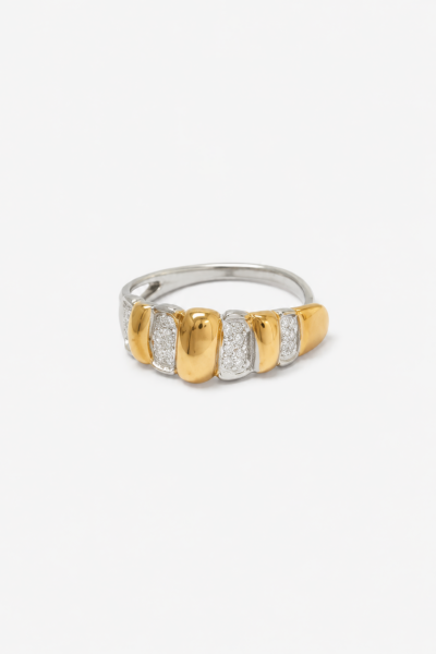 Anel Dourado e Prateado Elegante
