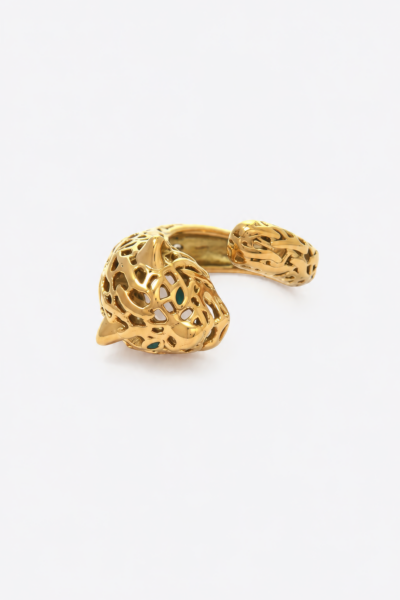 Anel Leopardo Dourado com Detalhes Elegantes