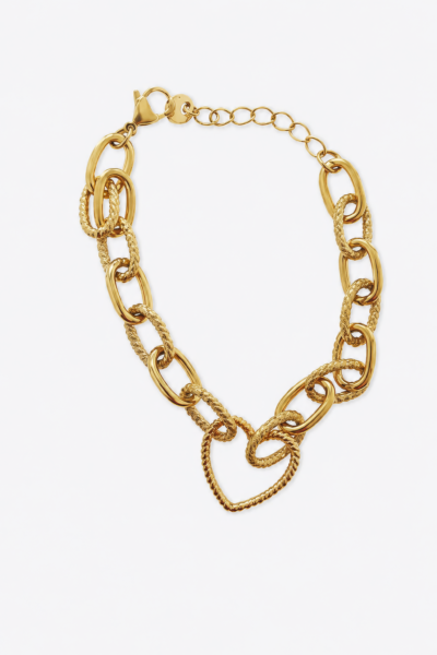 Bracelete Dourado com Coração Elegante