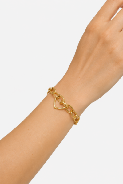 Bracelete Dourado com Coração Elegante