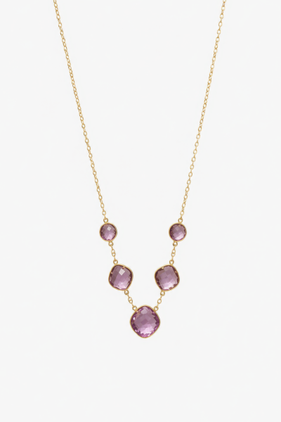 Colar Elegante com Pedras Roxas