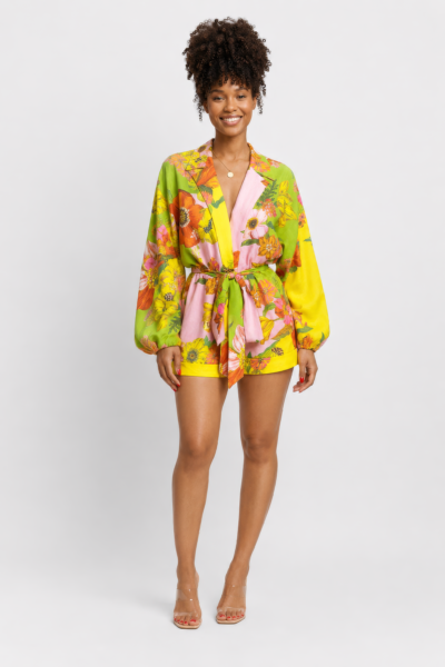 Conjunto Floral Elegante com Cinto