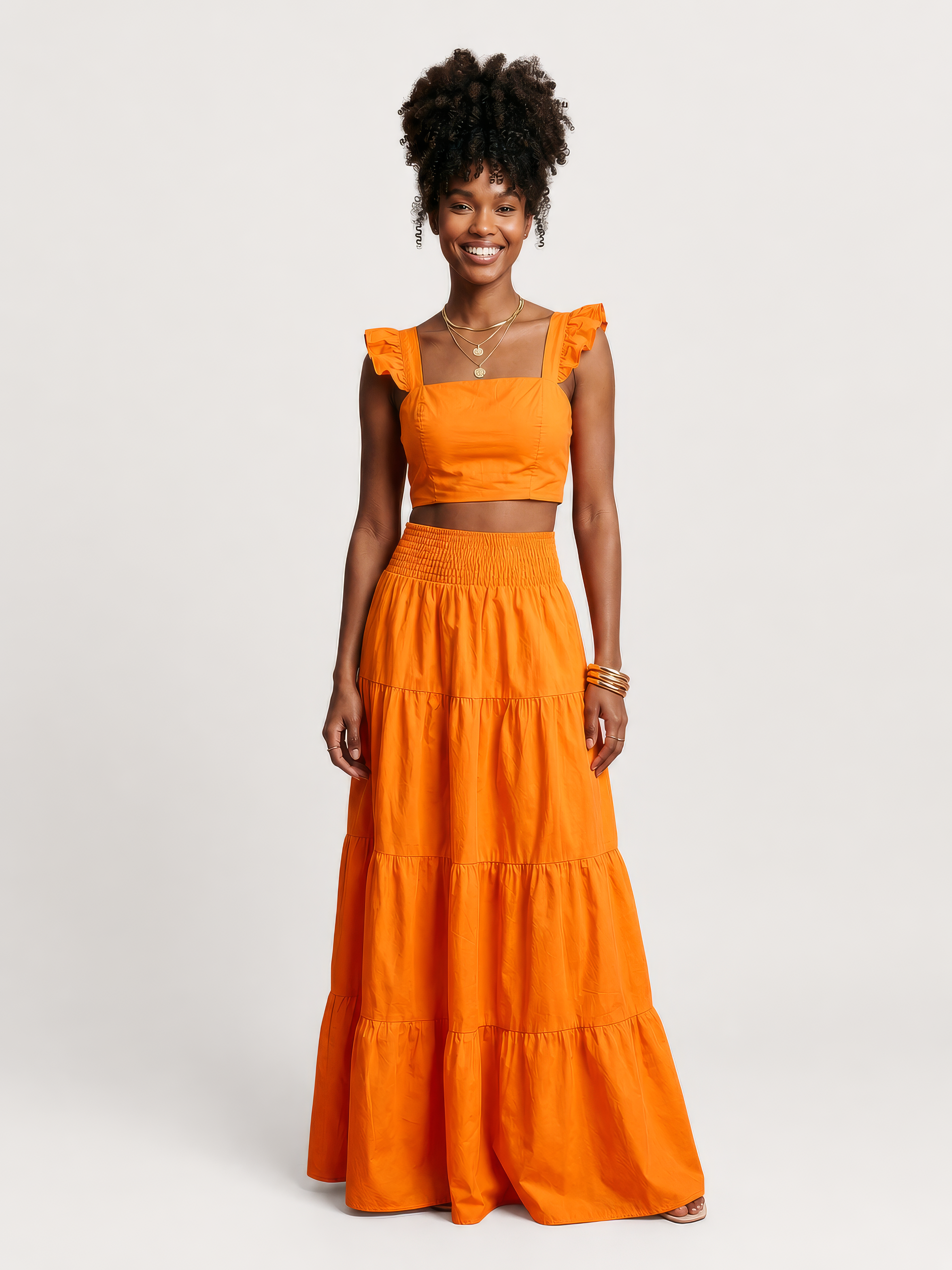 Conjunto Summer com Babados Laranja
