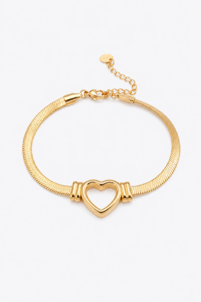 Pulseira de Coração em Ouro