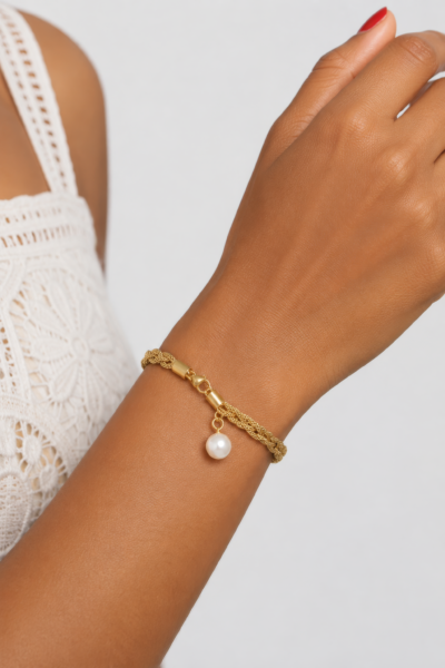 Pulseira de Pérolas e Ouro