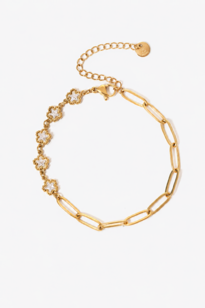 Pulseira Dourada com Estrelas em Acrílico