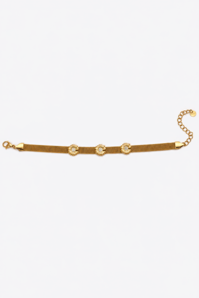 Pulseira Dourada com Flores