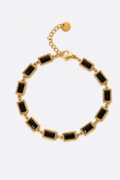 Pulseira Dourada com Pedras Negras