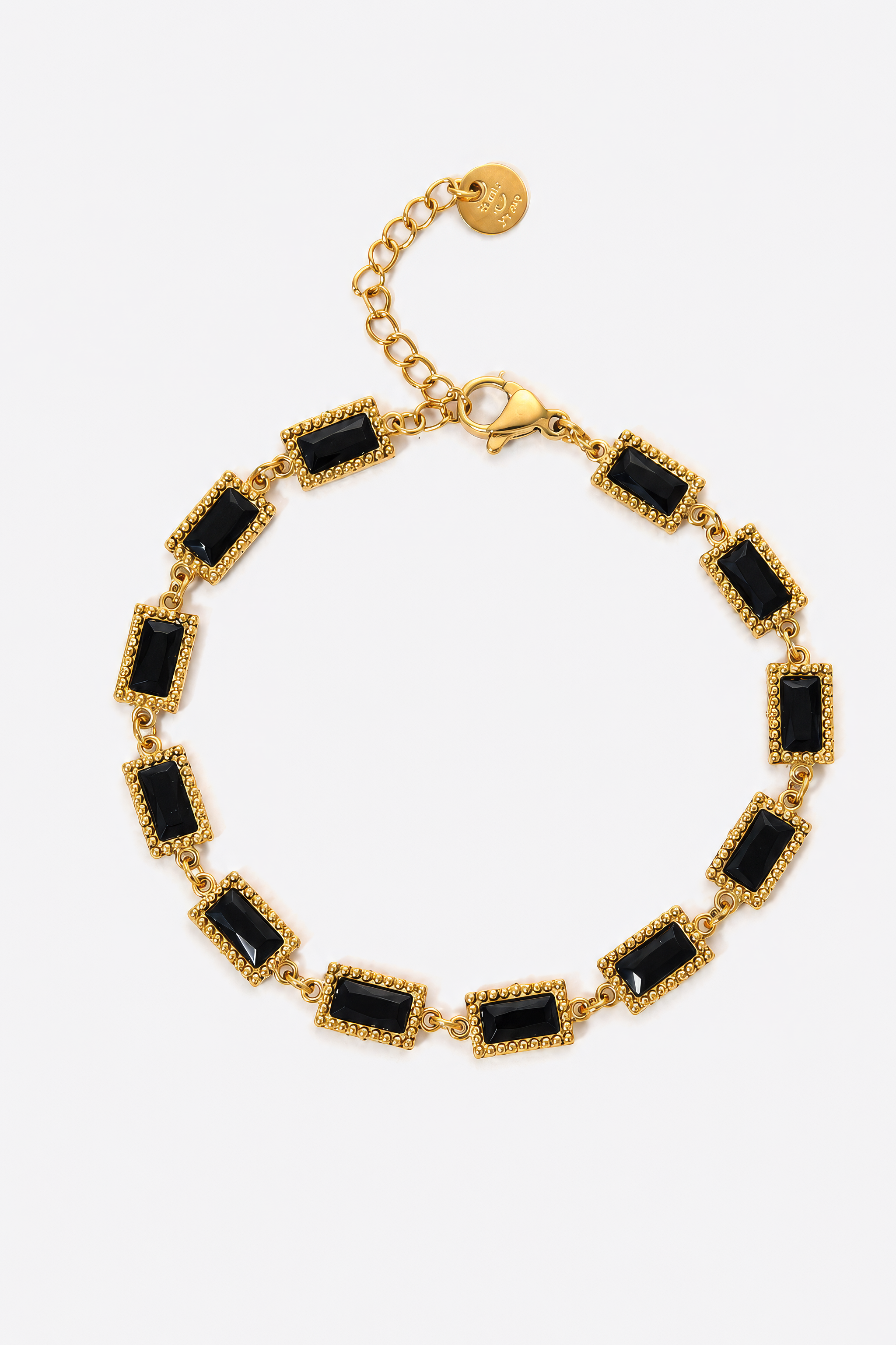 Pulseira Dourada com Pedras Negras Pulseira Dourada com Pedras Negras