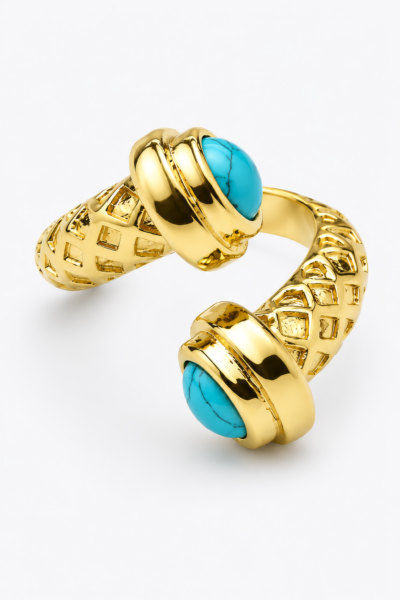 Pulseira Dourada com Turquesa Elegante