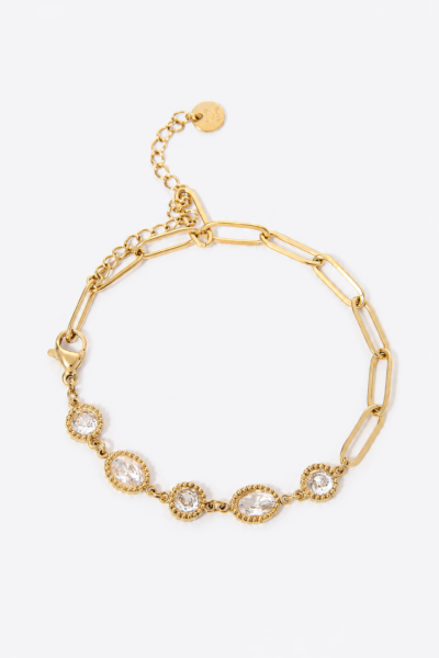 Pulseira Elegante com Strass em Dourado
