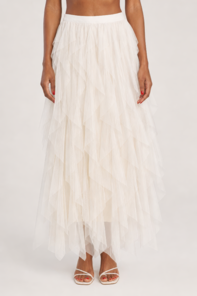Saia Midi Camadas de Tule Elegante