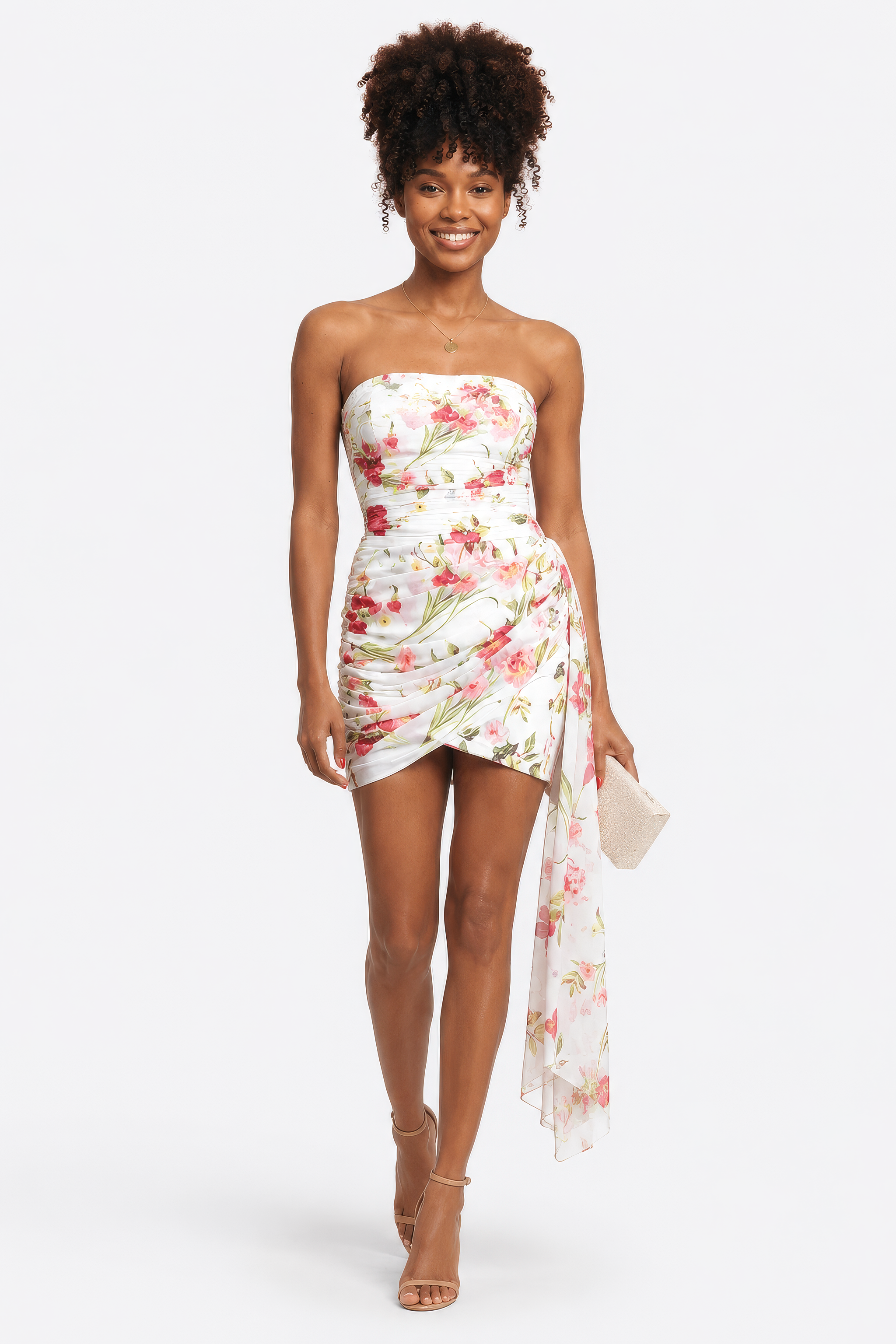 Vestido Floral Elegante com Detalhe Assimétrico Vestido Floral Elegante com Detalhe Assimétrico