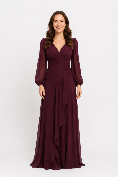 Vestido Longo Elegante em Vinho