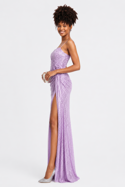 Vestido Longo Glitter com Abertura Lateral