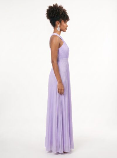 Vestido Longo Plissado com Alças Calima – Lilás