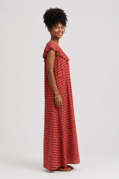 Vestido Maxi com Renda Listrada