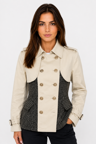 Casaco Elegante com Detalhes em Tweed